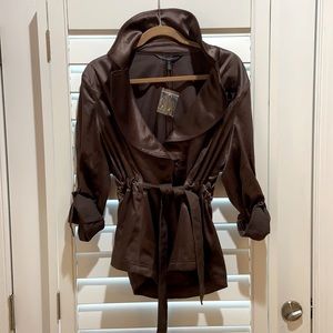 satin tie front jacket